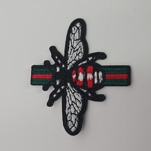 Embroidered Bumble Bee Green Red Fadhion Inspired Iron on Patch